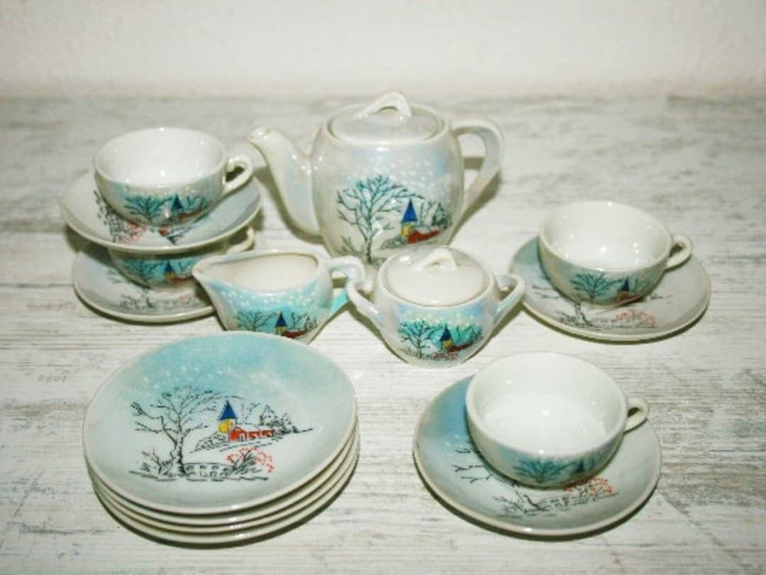 陶器ティーセット　toyサイズ ミニチュア 食器 陶器製 ティーセット 花柄 トレー BLAZE