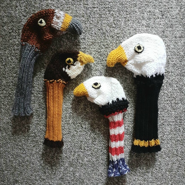 Eagle and Hawk Golf Head Covers for Drivers, Hybrids and Traditional Putters