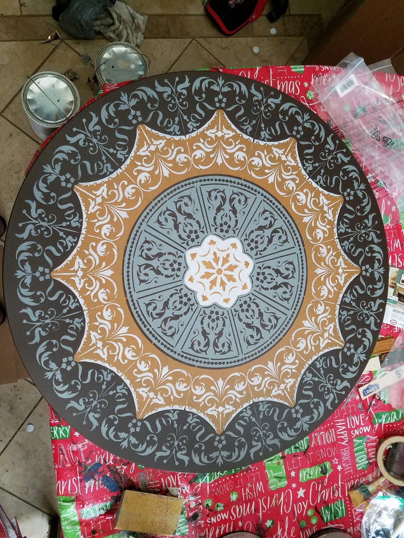 Lazy Susan turntable 36 30 28 24 inch large hand painted ... Lazy Susan turntable 36 30 28 24 inch large hand painted ...