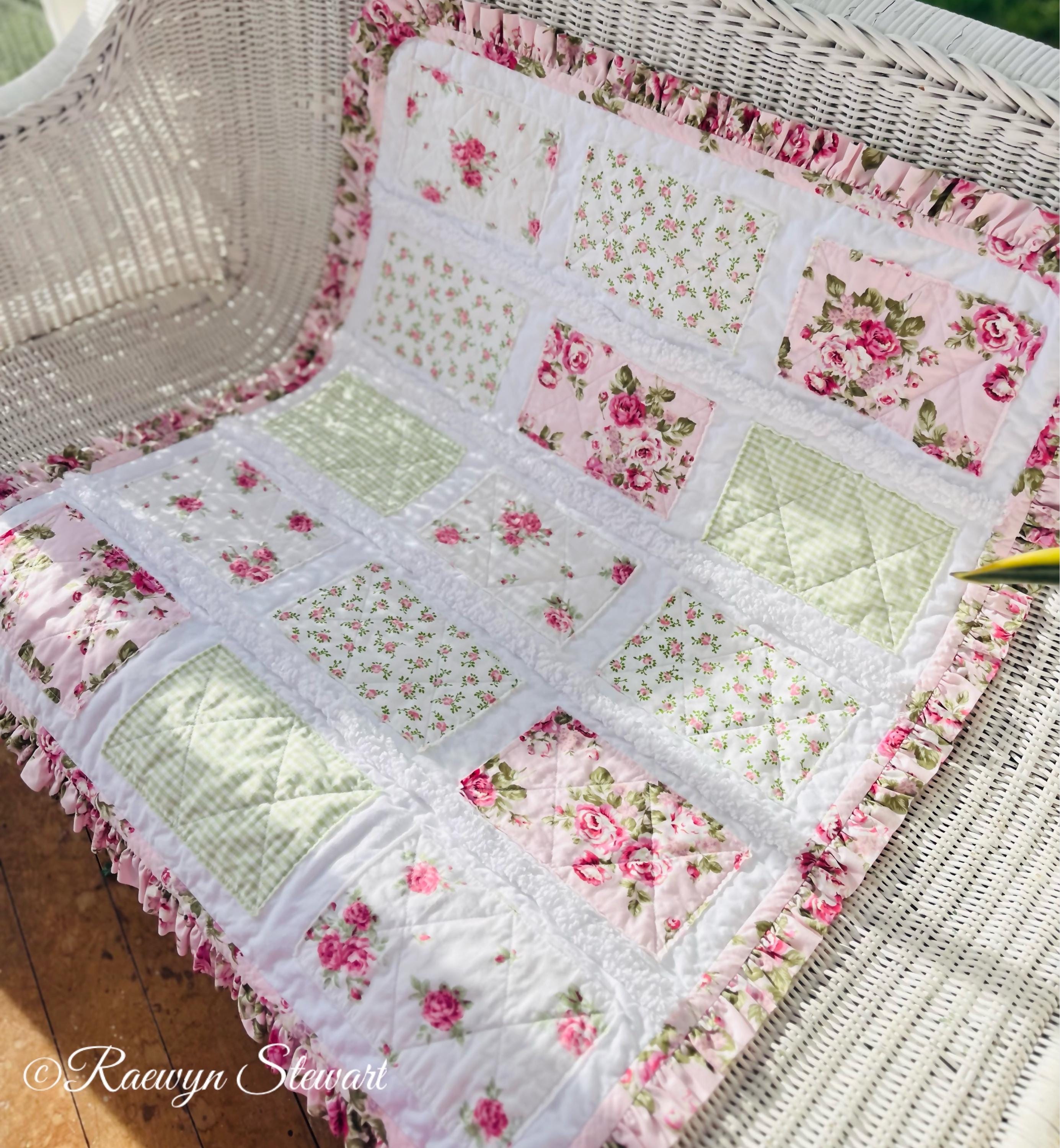 Ruffle Rag Quilt Tutorial – Vintage-Inspired PDF Pattern with Ruffled Binding | Rag Quilt | Baby Girl Quilt | Instant Download