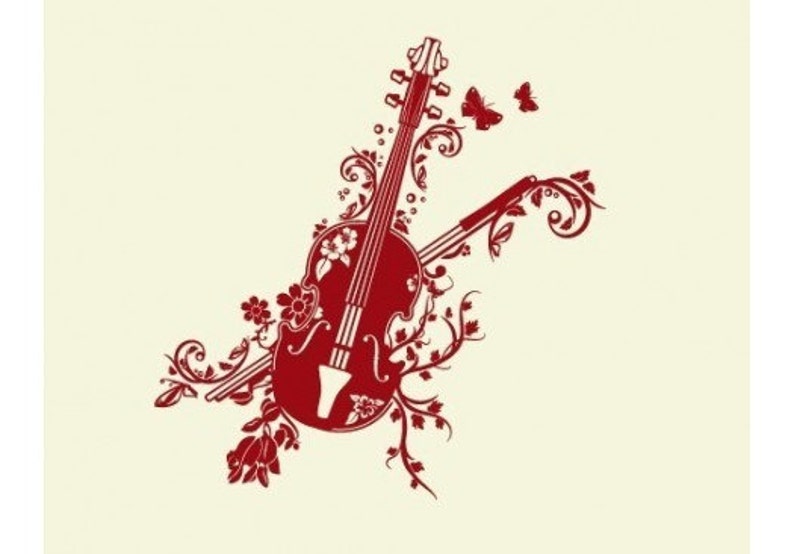 Blossom Violin wall decal mural sticker vinyl wall art