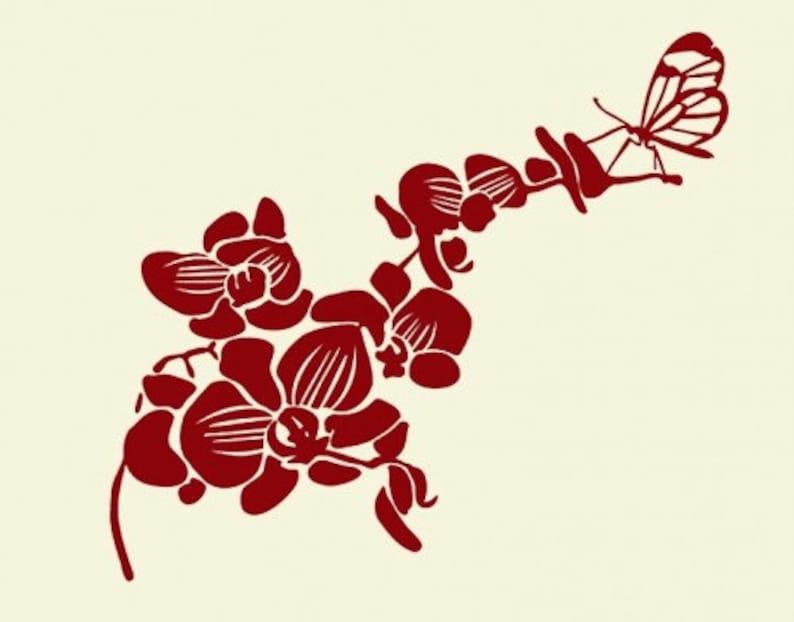 sticker Butterfly Orchid flower wall paper decal mural vinyl wall art