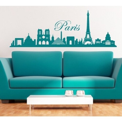 Paris Wall Decal Paris Skyline Wall Sticker Eiffel Tower Etsy