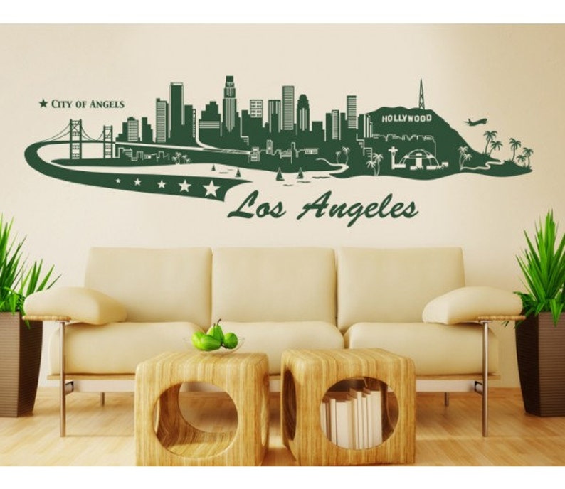 Los Angeles Skyline wall decal sticker mural vinyl wall art Etsy