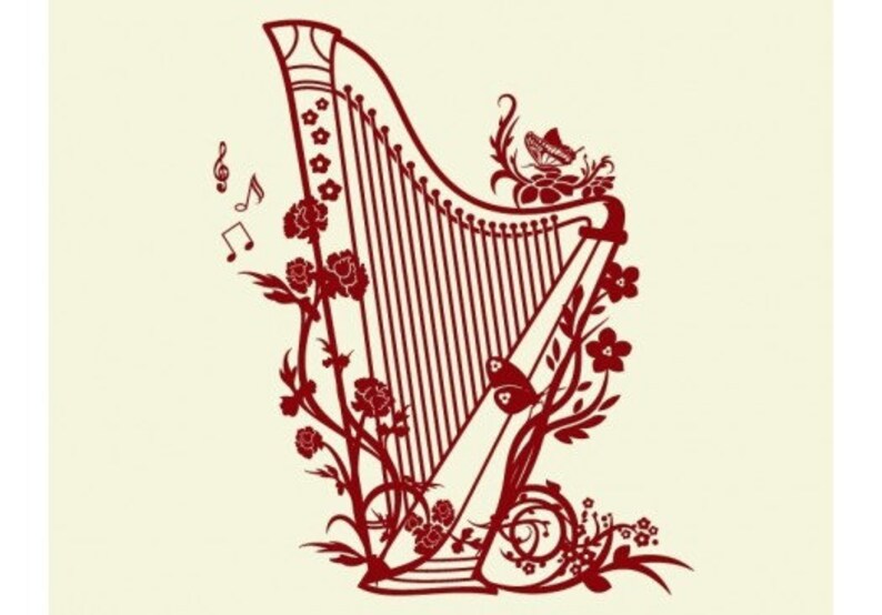 Harp music wall decal sticker mural vinyl wall art Etsy