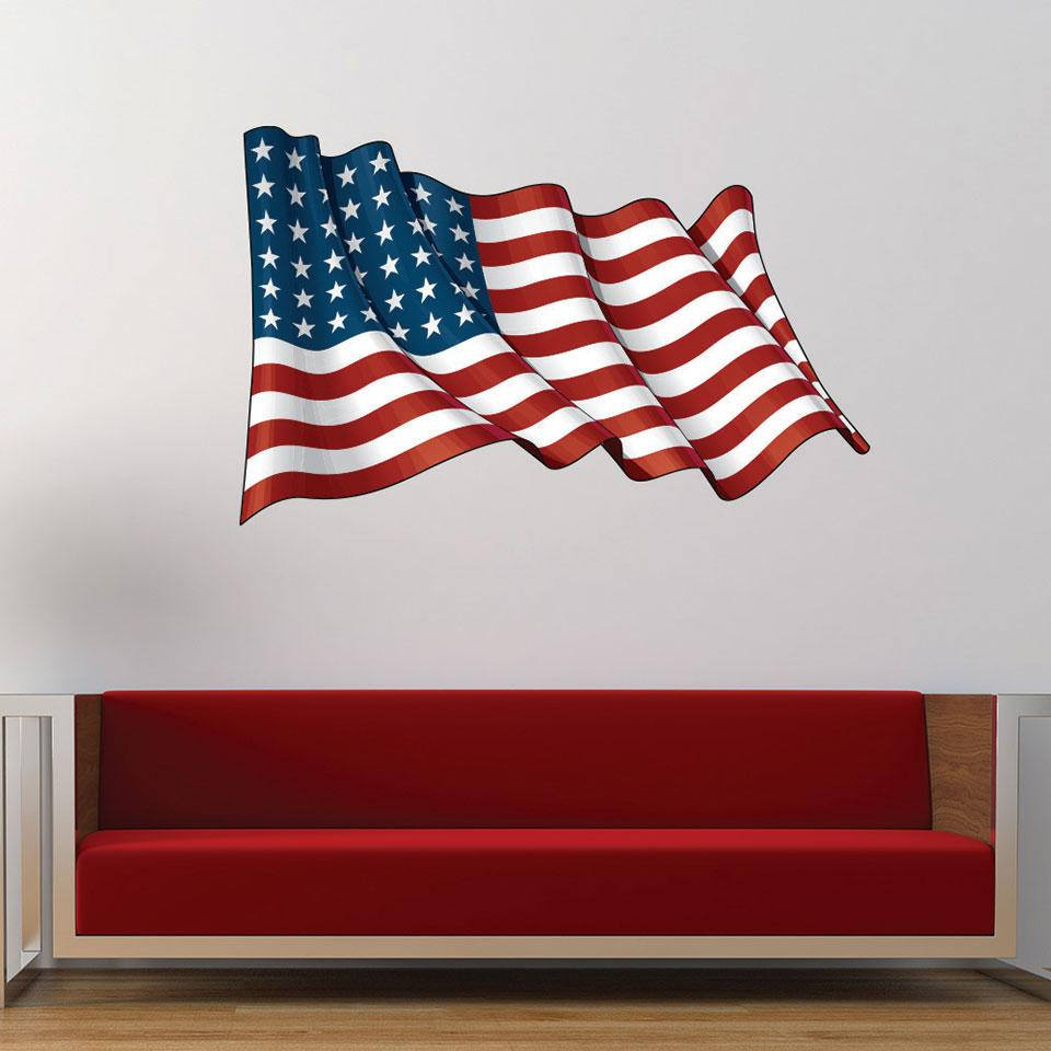 Rippling American Flag wall decal sticker mural vinyl wall Etsy