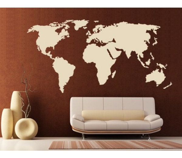 World Map Wall Decal Sticker Mural Vinyl Wall Art