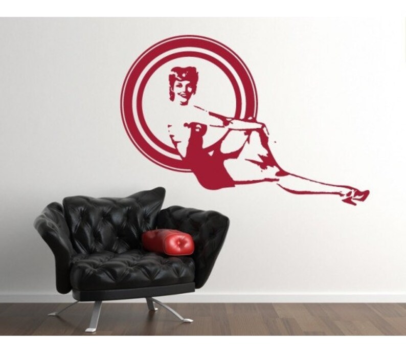 Pin Up Girl wall decal sticker mural vinyl wall art Etsy