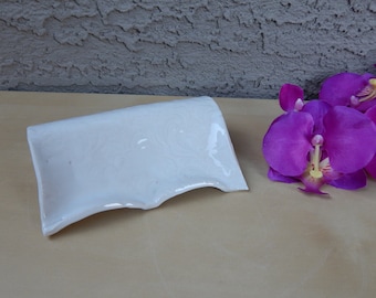 Handmade Ceramic Self Draining Soap Dish: Pottery Bathroom Decor
