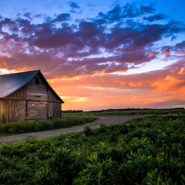 Old Rustic Barn in Rural Kansas During Sunset,  Fine Art Photography by Pitts Photography