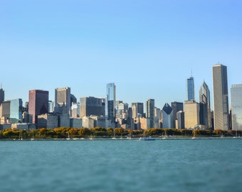 Panoramic print of the beautiful Chicago Skyline from Lake Michigan, Sears Tower Photography , Fine Art Photography by Pitts Photography