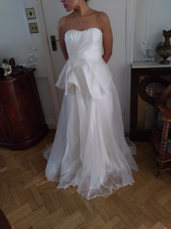 Abito da sposa in scollo a base di Organza di seta Drappa | Etsy Italia