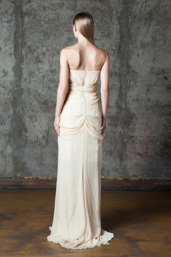 cream evening gown