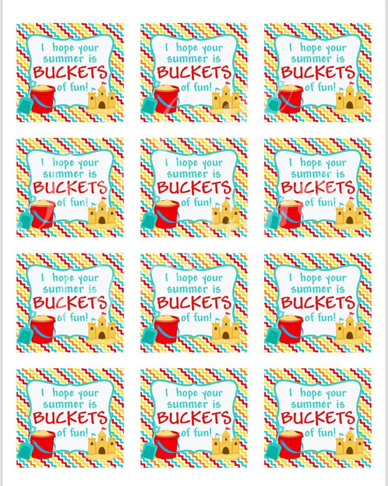 Buckets of Fun End of Year Gift //sticker/tags for Friends - Etsy