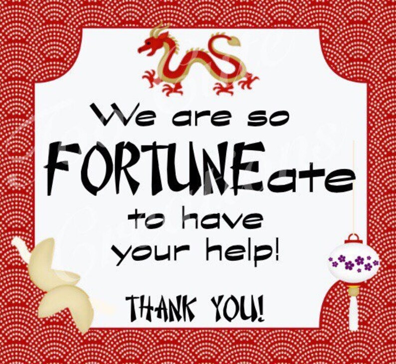 Thank You Tags//fortune Cookie Thank You Tags//volunteers Etsy