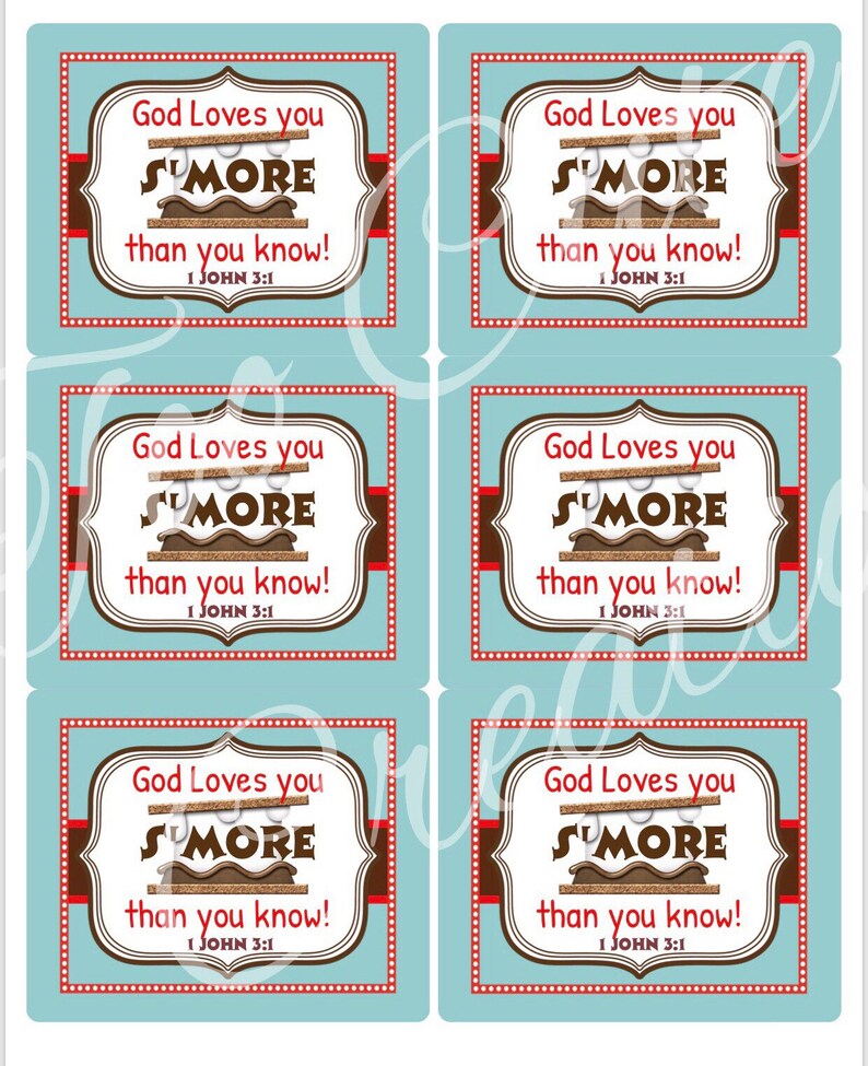 God Loves You Smore Tags// Stickers/ 1 John 3:1 Gift Tags for - Etsy