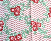 Red Flowers Zig-Zag Vintage Feedsack Fabric 1930 39 s 1940 39 s Fat Quarter Quilting Crafts