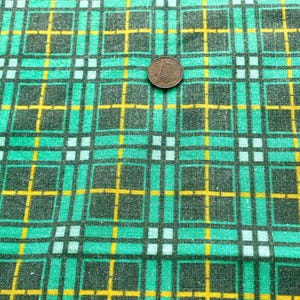 Vintage Feedsack Stoffstück, grün schwarz gelb kariert, 1930er 1940er Quilting Crafts Feed Sack