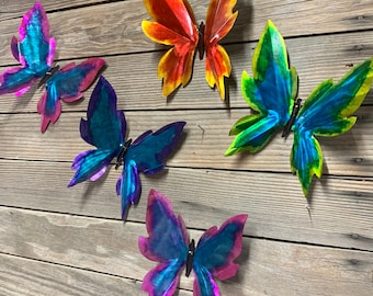 NEW METAL YARD ART SCULPTURE WITH FLOCK OF BUTTERFLIES