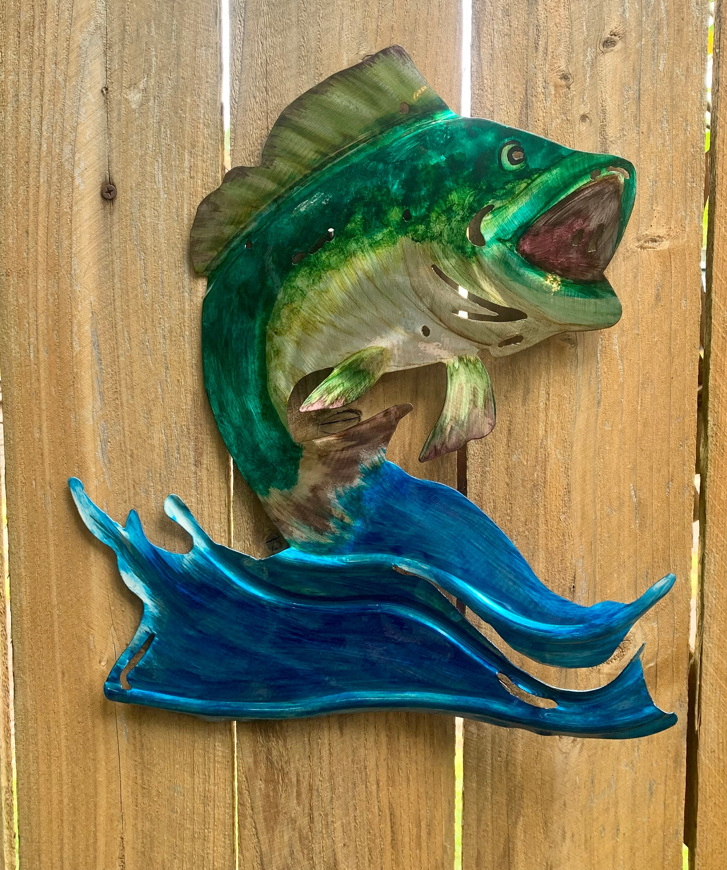 Metal Bass Wall Art / Fish Yard Art Etsy