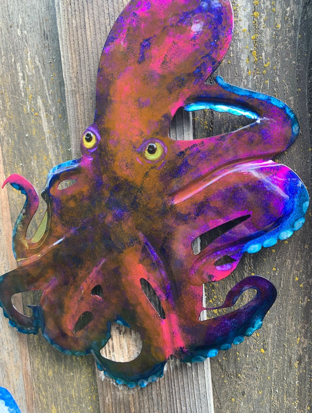 Octopus/metal Hand Painted/yard Art/wall Art Etsy
