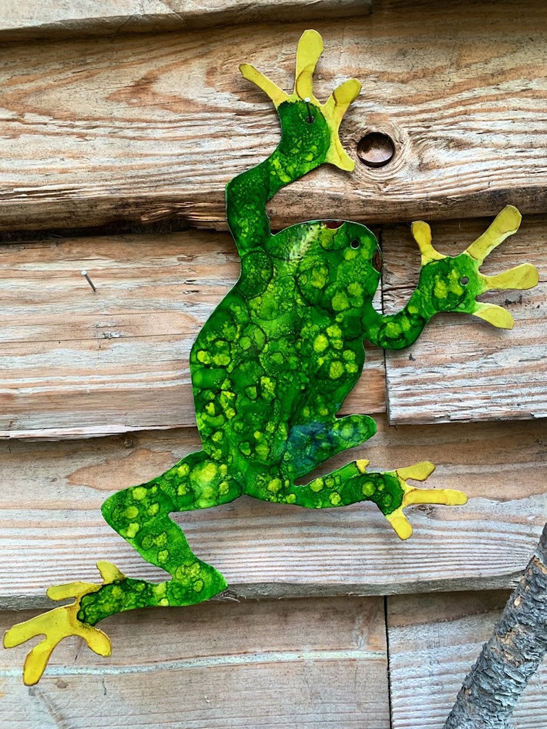 Frog Yard art fence art Large metal frog powder coated Etsy