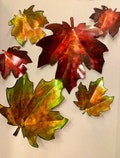 Metal Maple Leaf hand painted /Metal Art/Yard Art/Garden Art/Recycled Metal