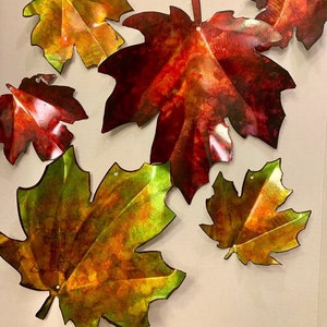 Maple Leaves/Sun Reflective Leaf/Metal Art/Yard Art/Garden Art/Recycled Metal