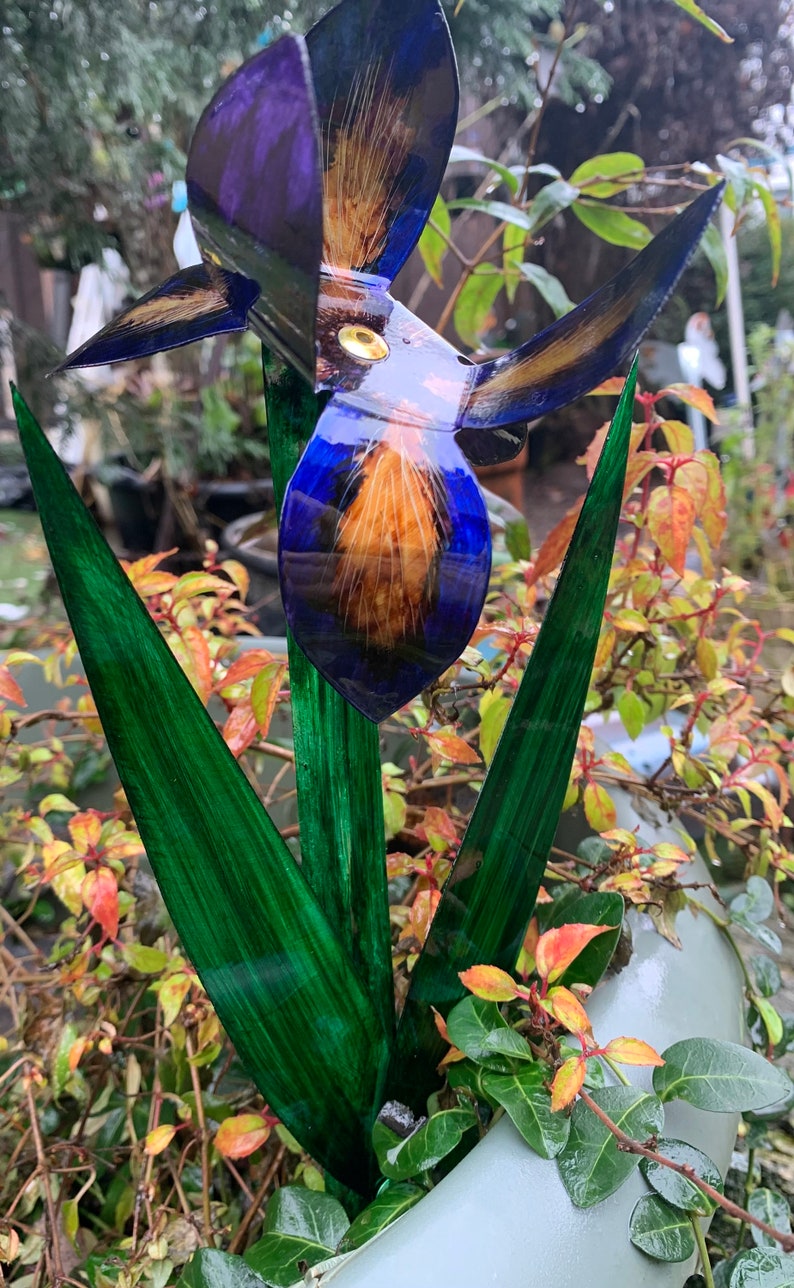 Metal Iris Flower, Iris Flower, Flower box Iris, Stake iris, Yard art, Yard Decor