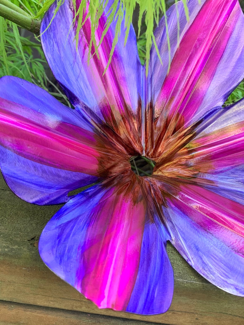 Clematis Metal Art Flower/Hangable Outdoor Flower image 2