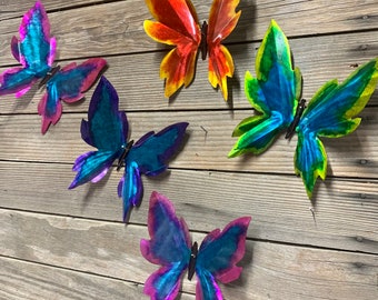 Metal Butterfly/Yard Art/Colorful/Hand Painted/Powder Coated/Recycled Sheet Metal