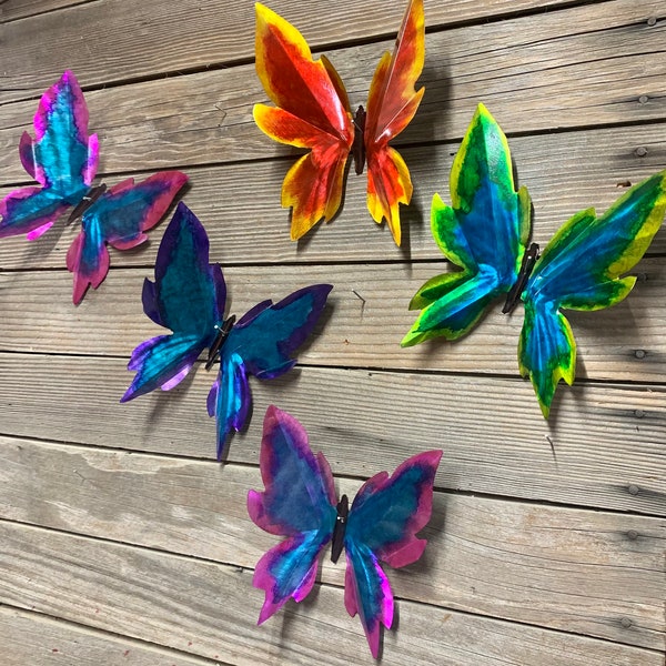 Metal Butterfly/Yard Art/Colorful/Hand Painted/Powder Coated/Recycled Sheet Metal