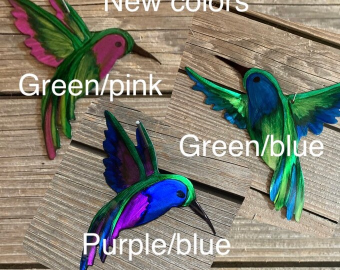 Small Trio of Metal Flowers in Rustic Box Frames / White and Turquoise