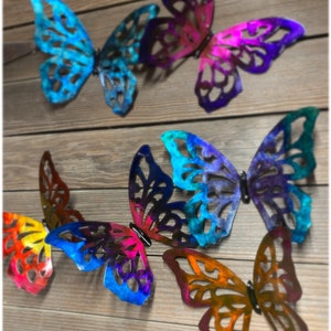 Butterfly Metal Yard Art / Recycled Metal/ Colorful / Metal Wall Art/ Metal Lace Styling
