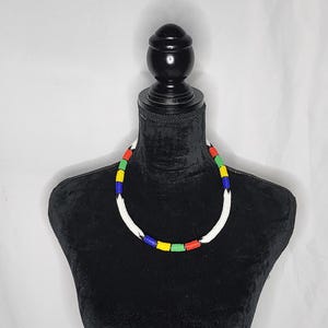 Handmade Zulu Beaded Necklace - white