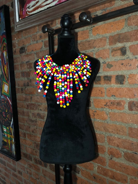 Multicolored South African Beaded Goddess Necklac… - image 1