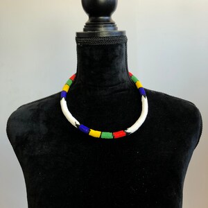 Handmade Zulu Beaded Necklace - White