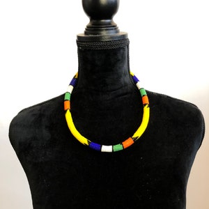 Handmade Zulu Beaded Necklace - Yellow