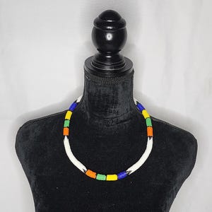 Handmade Zulu Beaded Necklace - white