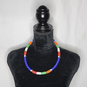 Handmade Zulu Beaded Necklace - Blue