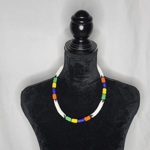 Handmade Zulu Beaded Necklace - white