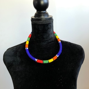 Handmade Zulu Beaded Necklace - Blue