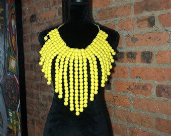 Yellow South African Beaded Goddess Necklace