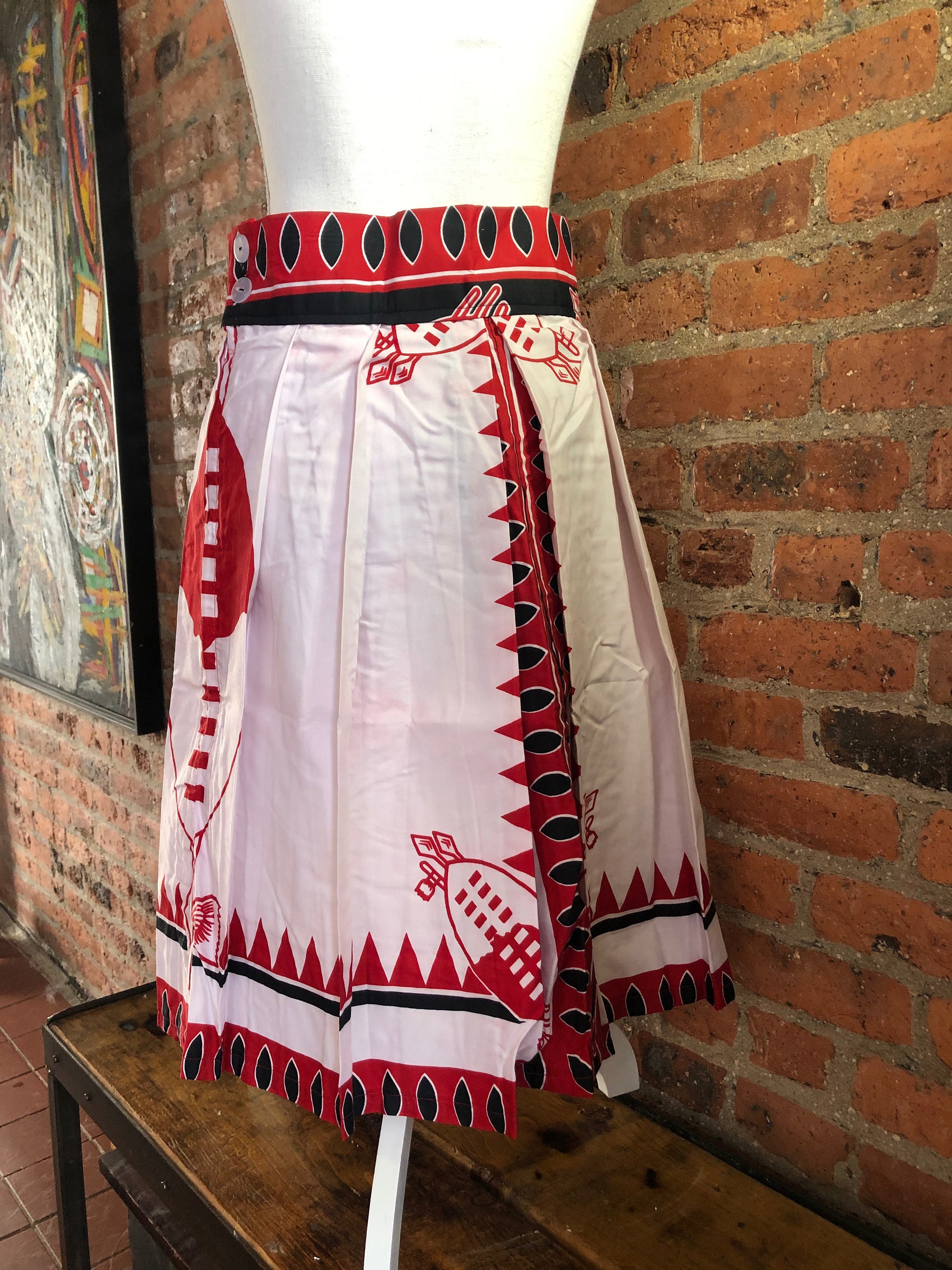 South African White Red Dashiki Maxi Waist Skirt Small - Etsy UK