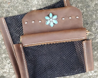Lady clay shooter empties bag shotshell pouch reloading bag ammo bag shotgun sports accessory leather shell bag skeet shooter gear shotguns