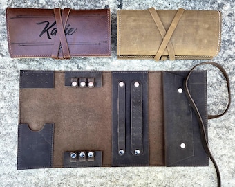 Jewelry Roll Travel jewelry case organizer necklace keeper earrings cases bracelets holder ring keepers leather jewelry case foldable travel