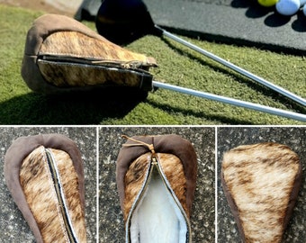 Golf club cover leather driver covers golfing accessory custom golf club putter cover golfer gift western cowhide golf accessory