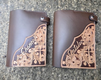 Leather bible case custom leather bible cases western bible cowboy bible hand tooled leather bible cover bookcase book cover personalized