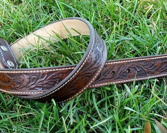 Leather belt tooled floral belts western belt cowgirl accessory cowboy gift rodeo wear western leather personalized belt custom leather gift