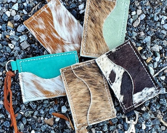Minimalist wallet card wallet cowhide wallet keychain cardholder small card holders minimalist style cowgirl accessories western wallet